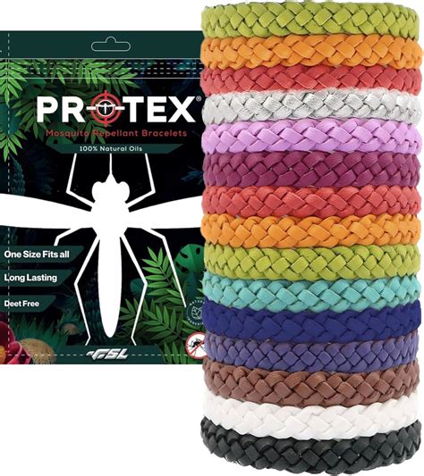 Mosquito Repellent Bracelet 15 Pack, Adjustable Leather Deet-Free Wrist ...