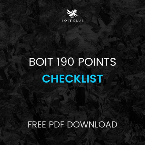 Boit 190 Points Checklist – Boit Club™