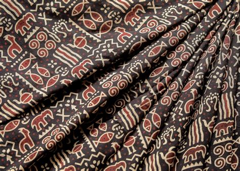 Exclusive Black Ajrakh animal print cotton fabric – Sujatra