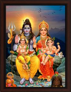 Masstone Lord Shiva Parvati Ganesha Parivar UV Textured Effect Framed ...