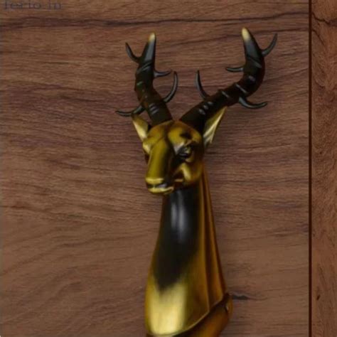 12.5 Inch Antique Deer Carved Matte Finish Main Door Handle