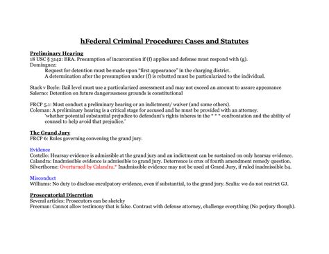 FCP Outline - hFederal Criminal Procedure: Cases and Statutes ...