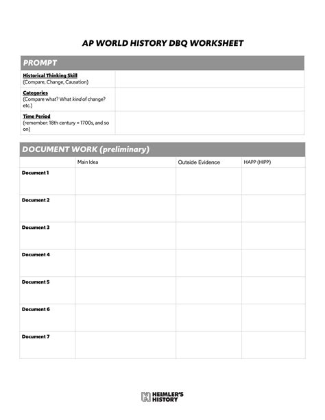 AP World DBQ Worksheet - AP WORLD HISTORY DBQ WORKSHEET PROMPT ...
