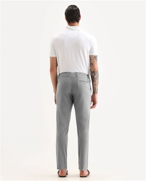 Rare Rabbit Men's Traveller Grey Solid Mid-Rise Regular Fit Trouser