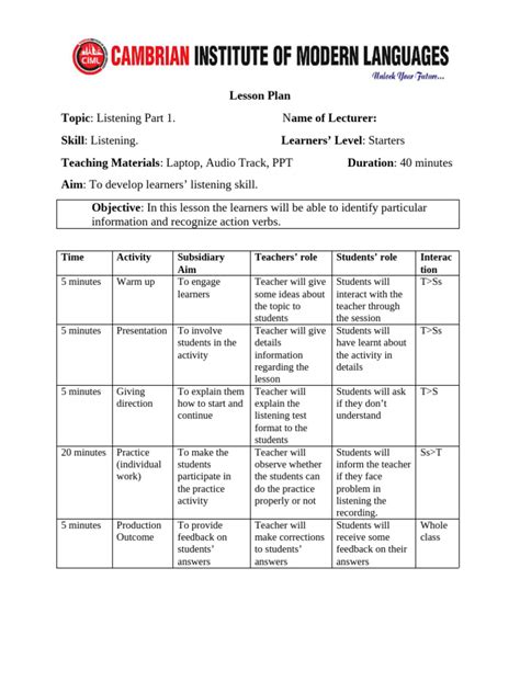 Image result for Sample Lesson Plan