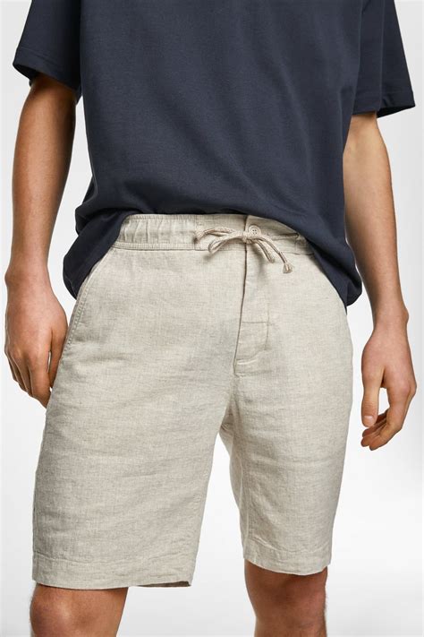 Bermudas Hombre | ZARA | Casual shorts for men, Men linen shorts, Linen ...
