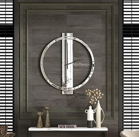 Buy Alfa Design Modern Round Mirror Wall Clock 24 Inch | Glossy Finish ...