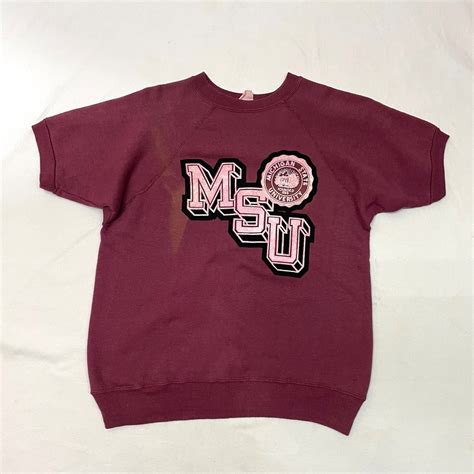 1960's CHAMPION SWEAT SHIRTS SHORT SLEEVE FLOCKY PRINT"MSU" | CiRCA[サーカ ...