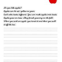 Printable Worksheet: Cursive Passages- Apples - Cursive Writing Course ...