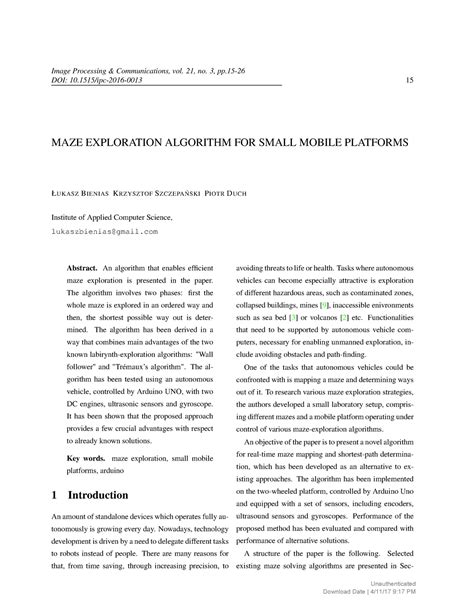 Maze Exploration Algorithm for Small Mobile Platfo - Image Processing ...