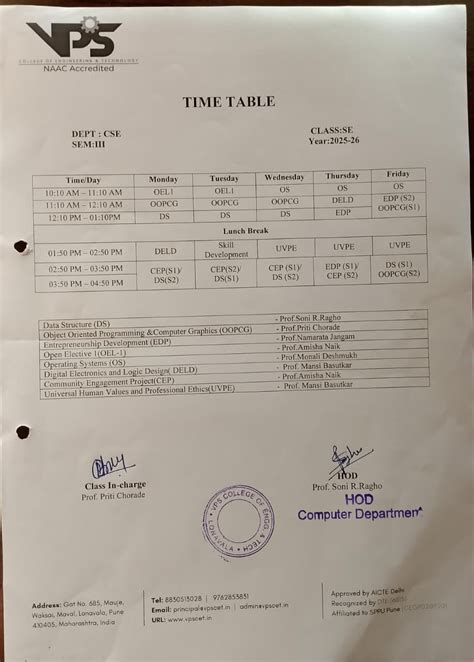 Time Table