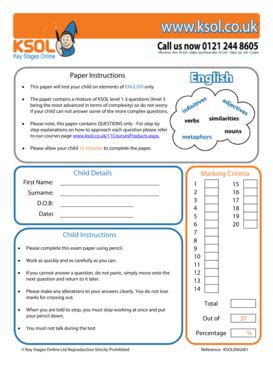 English Exam Paper for Children - Blank Fillable Template | Fill Out ...