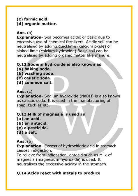 Image result for Class 7 Acid Chemical Formulas