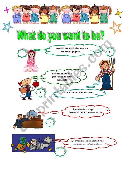 What do you want to be?: English ESL worksheets pdf & doc