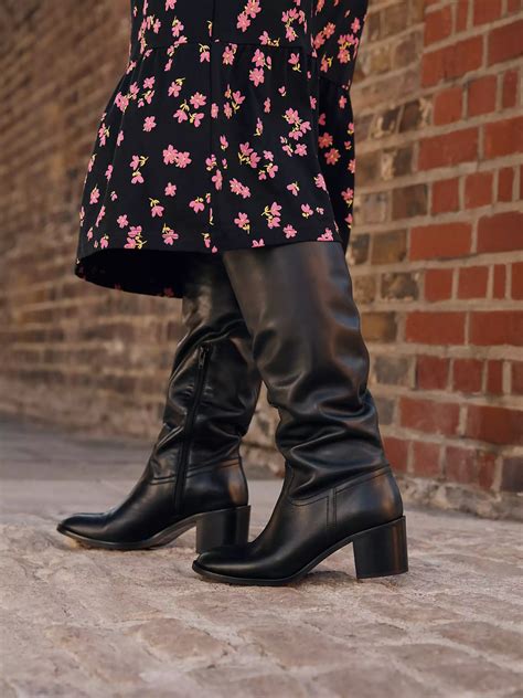 John Lewis + Erica Davies Valerie Leather Wide Calf Western Boots ...