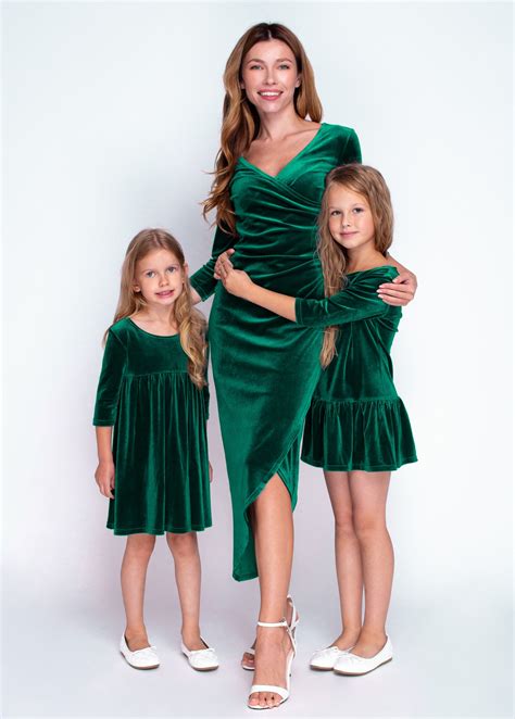 Mommy and Me Emerald Green Velvet Dresses, Mother and Daughter Dresses ...
