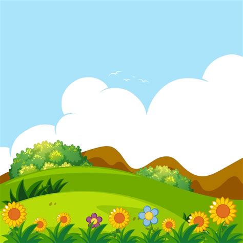 Background scene with green lawn | Free Vector