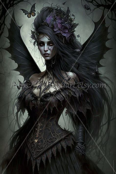 Dark Fairy Digital Download Gothic Fantasy AI Art Print - Etsy ...
