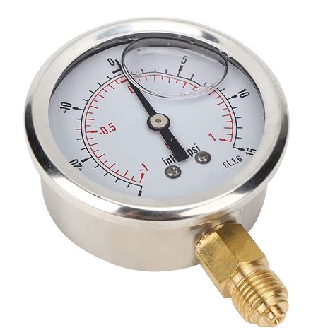 Pressure Gauge,1/4BSP Y60 Axial Oil Filled Vacuum Pressure Gauge Brass ...