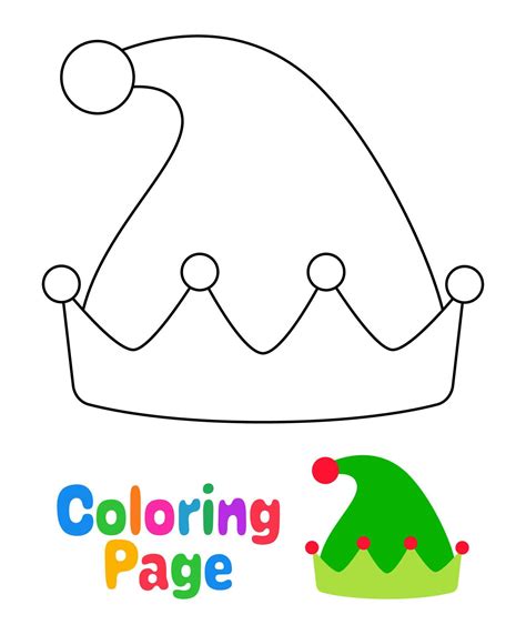 Coloring page with Elf hat for kids 13971656 Vector Art at Vecteezy