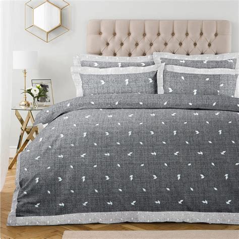 Pearl Floral Print 300 TC Textured Cotton Dohar Comforter in Grey by ...