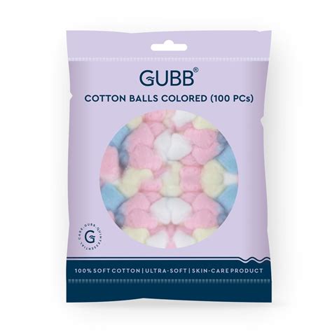 GUBB Coloured Cotton Balls For Face Cleansing & Makeup Removal 100 ...