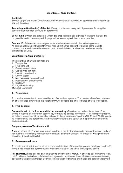 Essentials of a Valid Contract: Key Elements Explained - Studocu