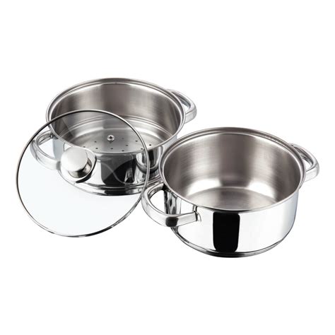 Vinod Stainless Steel 2 Tier Steamer with Glass Lid - 18 Cm (Induction ...
