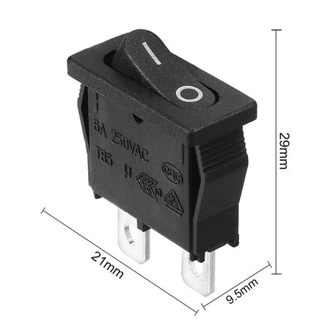 Buy AC 250V 6A 10A 125V 2 Wire Lead SPST ON/OFF Miniature Boat Rocker ...