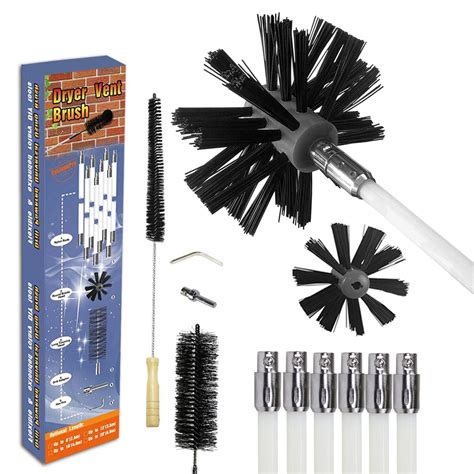 24ft Rotary Dryer Vent Lint Brush, 12-Piece Dryer Duct Cleaning System ...
