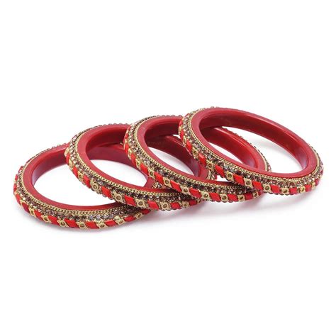 Sukriti Rajasthani Contemporary Red Kada Seep Acrylic Bangles for Girl ...