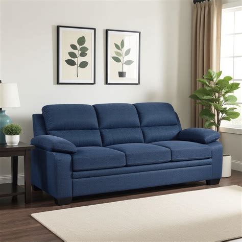 Torque - Jett Luxurious Fabric 3 Seater Sofa for Living Room (Blue ...