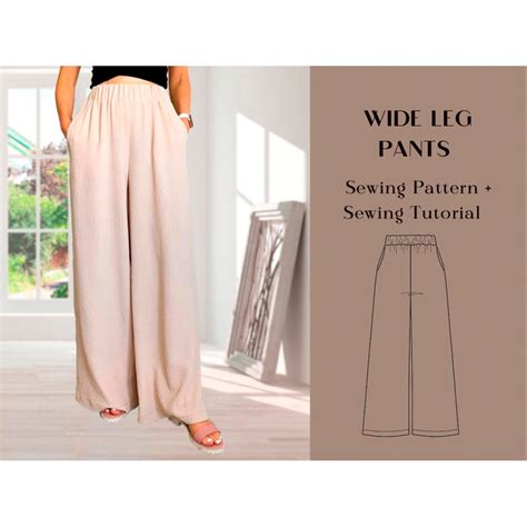 Wide Leg Pants for Women Sewing Pattern in 5 Sizes and Instruction ...