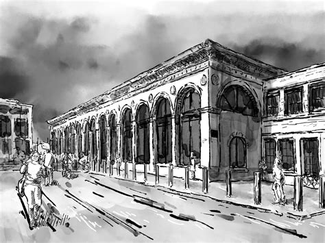 Railway Station Drawing Local Train 的图像结果