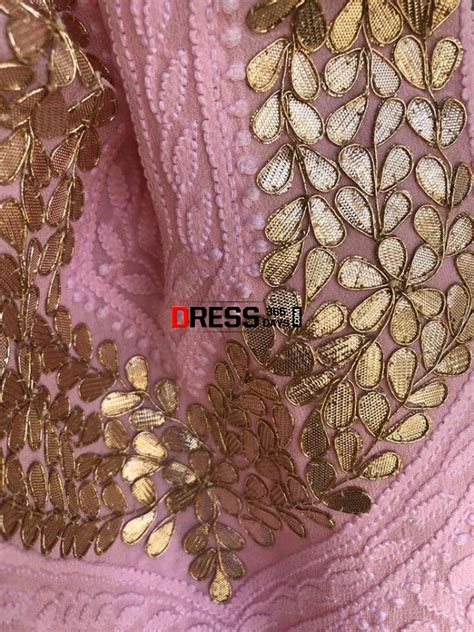 Light Pink Chikankari Suit with Gotta Patti Neckline – Dress365days