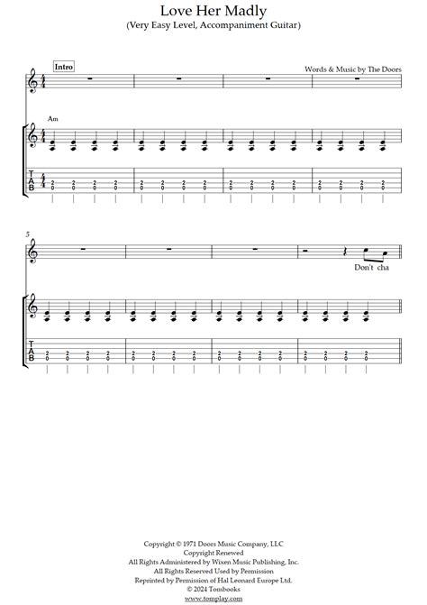 Love Her Madly (Very Easy Level, Accompaniment Guitar) (The Doors ...