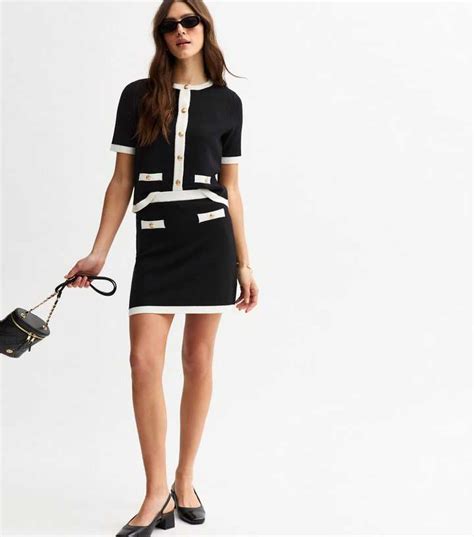 Black Contrast Trim Mini Skirt | New Look