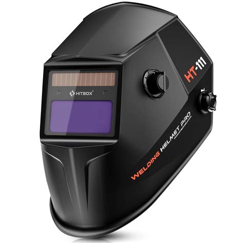 HITBOX Welding Helmet, True Color Auto Darkening Welding Helmet, Powered by Solar Rechargeable ...