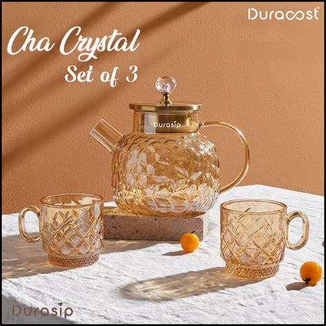 DuraSip™ Chá Crystal Luxe Tea Set – Borosilicate Glass Kettle with Amb ...