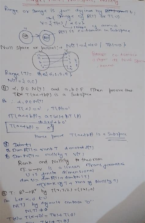 Range rank null space nullity - Null sace N Rarge lT) e d, 25 o,c ...