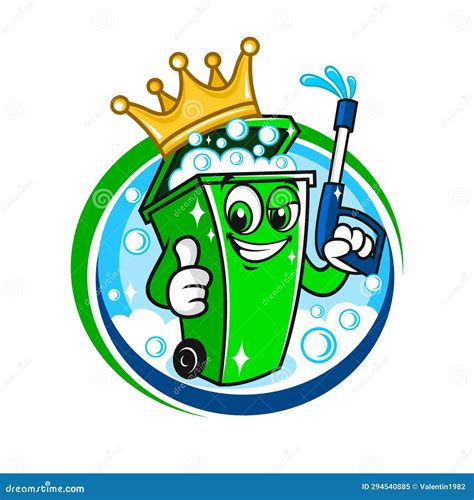 Trash Can Bin Cleaning Logo Stock Illustration - Illustration of mascot ...