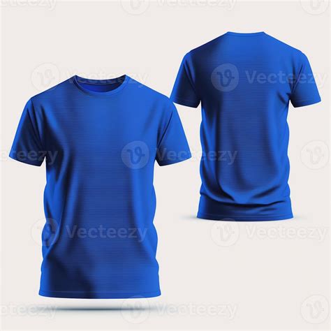 Mockup of a blank royal blue tshirt front and back isolated on white ...