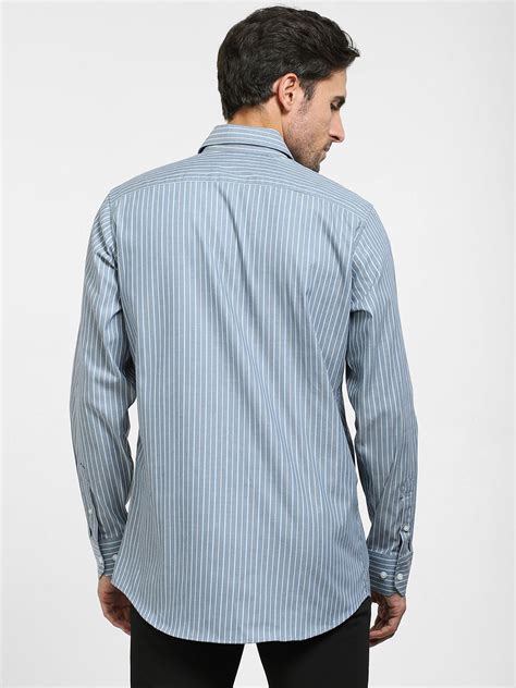 Buy Blue Striped Full Sleeves Shirt for Men Online