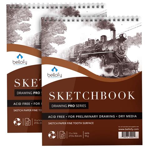 Bellofy 2 x Large Sketchbook - 11x14 Inch - Artist Sketch Pad with 25 ...