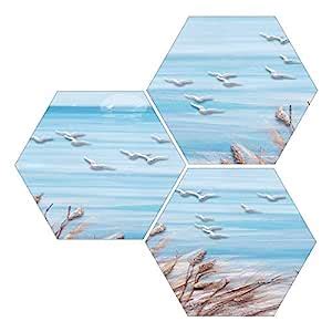 SAF paintings 6MM MDF Hexagon Flying Birds Painting Digital Reprint ...