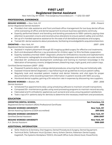 10 Dental Assistant Resume Examples for 2026 | Resume Worded