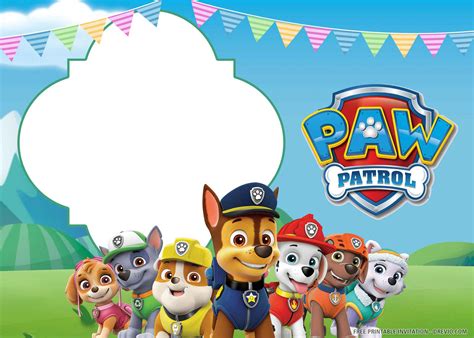 Blank Paw Patrol Invitations Customize