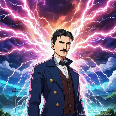 Nikola Tesla with Electricity Storm | Stable Diffusion Online