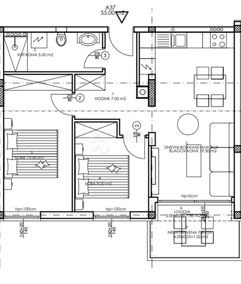 Byt Veli vrh, Pula, 86,50m2, byt, velikost čtverce 55m2