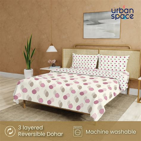 6 Pc Cotton Bedding Set in Gift Box, Drops Pink